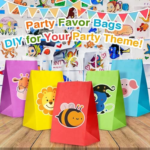 Image of RanGit Bhumi Gift Bags- 10 pcs Rainbow Colored Paper Bags with Handles, Durable Small Return Gifts Paper Carry Bag- Party Favor Goodie Bag for Birthday, Wedding, Festivals, Treats (X-Small-Multicolor, Pack of 10)