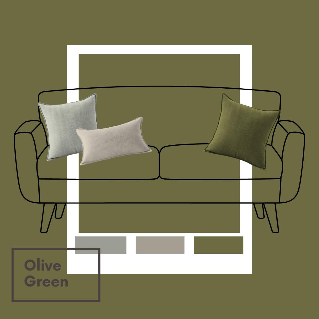 Green Chenille Throw Pillow Covers Set of 3(2 pcs of 18x18, 1 pcs of 12x20) with Elegant Design Soft and Luxurious Decorative Throw Pillows for Couch, Bed, and Home Decor