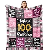 Amonee-YL 100th Birthday Gifts For Women, 100th Birthday Blanket 50'X60', 100th Birthday Decorations For Women, Gifts For 100 Year Old Woman, 100th Birthday Gifts For Grandma Mom, Happy 100th Birthday