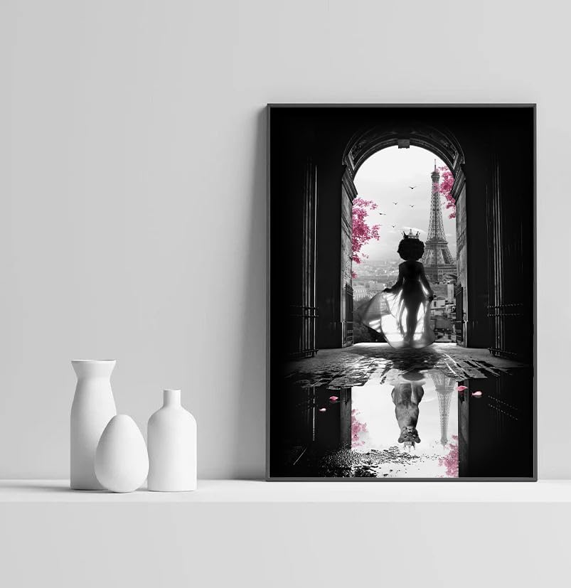 Black Queen Wall Art African American Wall Art Black Girl Canvas Wall Art Lion Queen Poster Prints Modern Fashion Paris Decoration Pictures Painting Artwork for Bedroom Bathroom 16x24inch UNFRAMED Black Queen 16x24inch (No Frame)