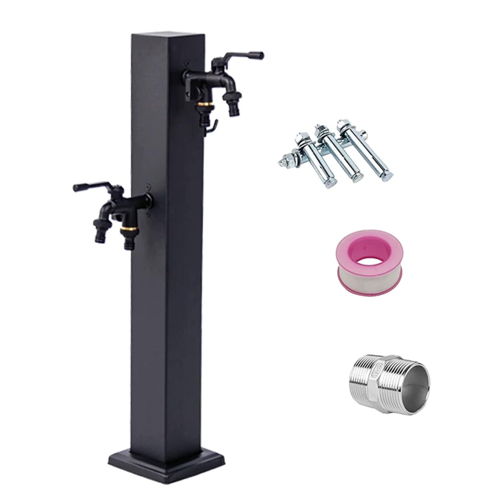 XDLEDMKIZ Freestanding Garden Water Column with Faucet, Outdoor Vertical Square Freeze Proof Water Hydrant for Patio Backyard and Lawn