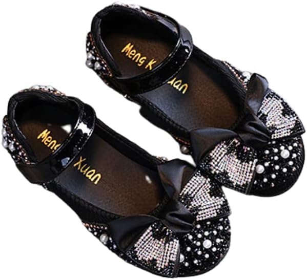 Elegant Girls Mary Jane Ballerina Flats Glitter Princess Dress Shoes