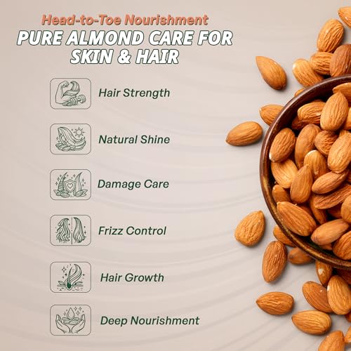 Image of 100% Pure Cold Pressed Sweet Almond Oil 30ml - Natural Unrefined Oil for Hair Growth, Skin, Face & Moisturizing