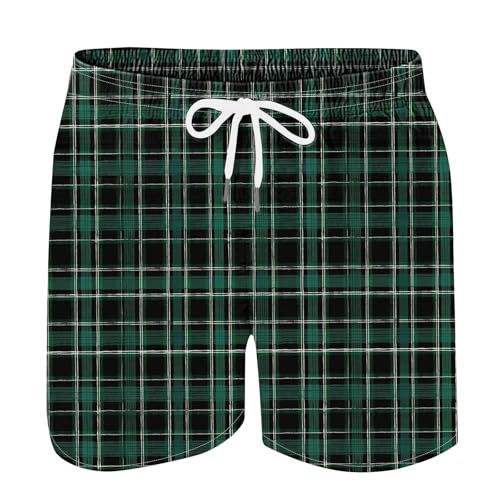 Men's Checkered Shorts Loungewear Short Pants Leisure Color Blocking Plaid Drawstring Elastic Waist Loose Shorts2