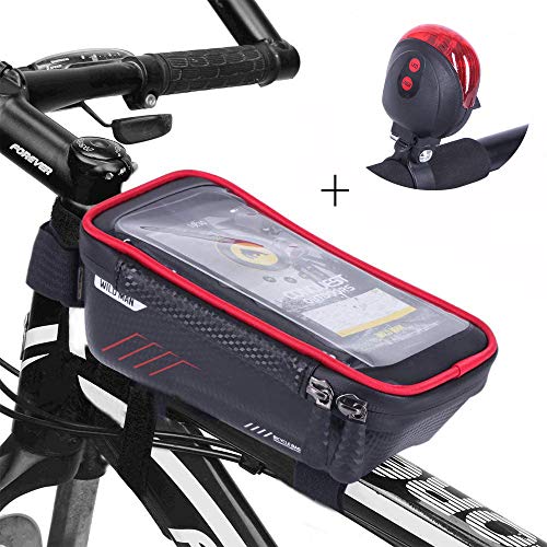 ANDSTON Bike Frame Bag, Waterproof Bike Pouch Bag, Cycling Front Top Tube Touchscreen Sun Visor Storage Bag with Headphone Hole for iPhone 8 Plus/X/XS Max/XR/Samsung S8/S9 Plus up to 6.6 Inch
