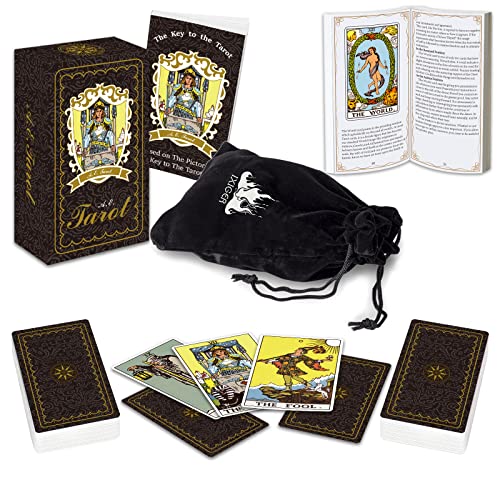 IXIGER Tarot Cards Deck with Guide Book Tarot Cards for Beginners Tarot Cards Set 78 Pcs Classic Tarot Cards Deck for Expert Readers with Black Velvet Pouch Bag
