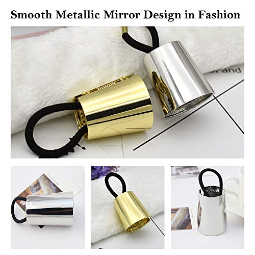 Metal Circle Hair Cuff Ponytail Holder Elastic Hair Ties Band Rope Gold Silver Gothic Punk Hair Accessories For Women Girls Thick Hair 4 Pcs #TOP2