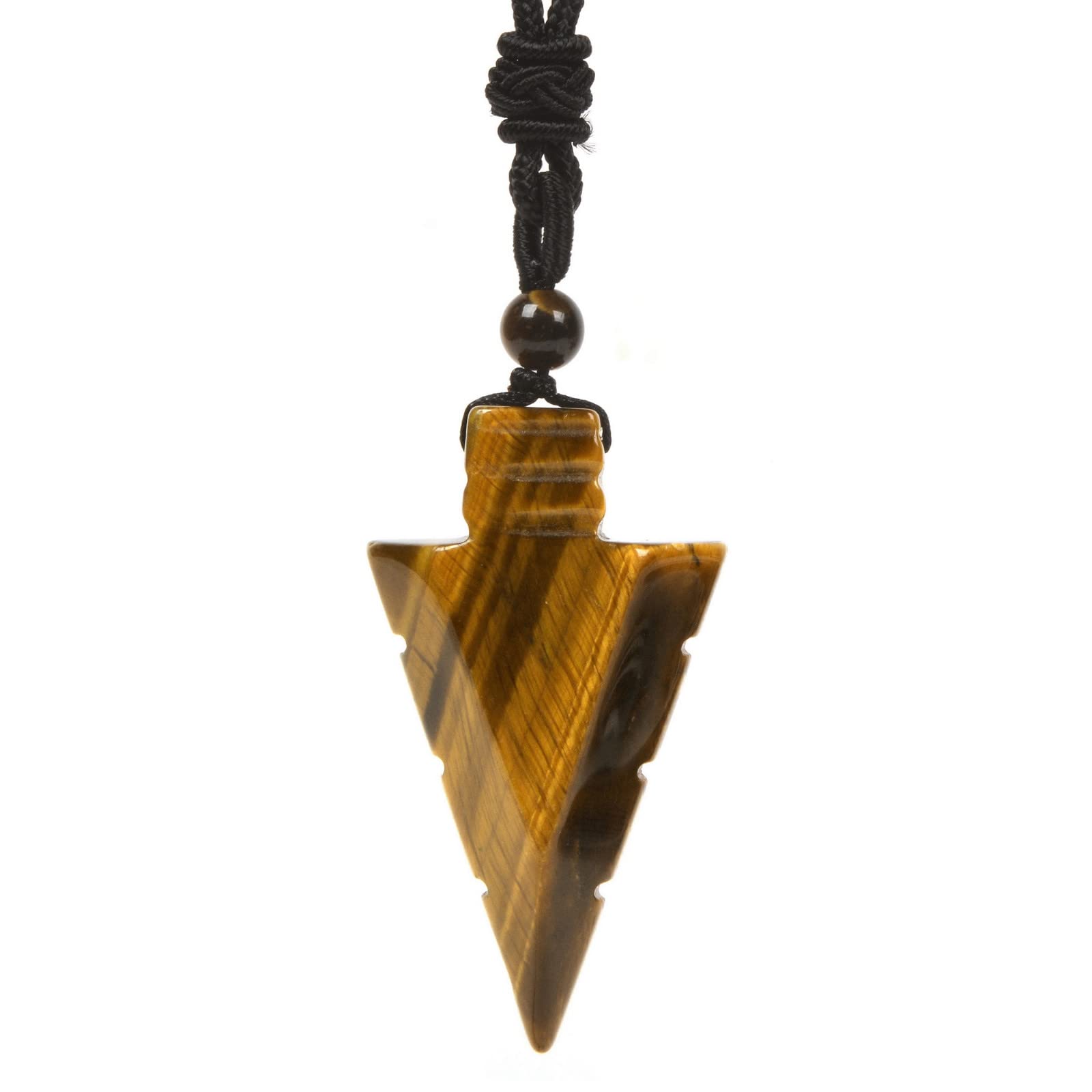 Justinstones Natural Gemstone 47mm Arrowhead Flatback Spearhead Healing Stone Crystal Christmas Tree Gift Amulet Pendant Adjustable Braided Cord Necklace 18 to 28 Inch
