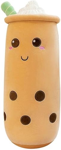 AHXHWKA Peluche Boba de 24 pulgadas, juguete de peluche Kawaii de té de burbujas, lindo cojín esponjoso de dibujos animados, taza de té con leche de