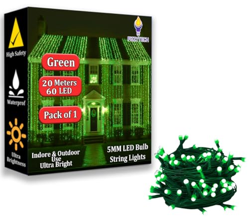 fizzytech 20 Meter 60 LEDs 5MM Decorative String Light | Green LED Fairy...