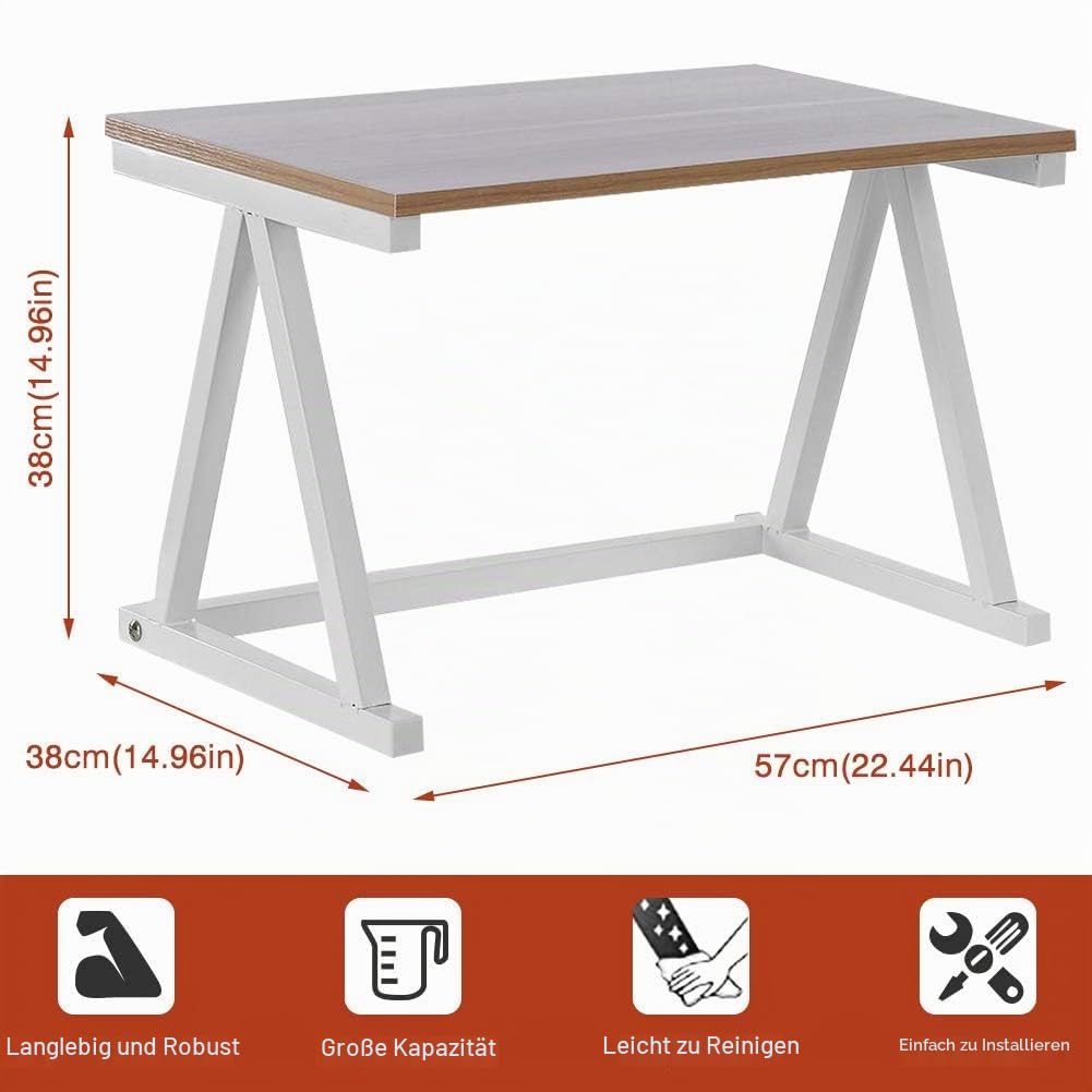Ejoyous Mikrowellen Ständer Regal, 2-stufiges Doppelgestell Mikrowellenhalterung Mikrowellenständer zur Aufbewahrung von Elektroherd Tellern Tassen Wasserkochern Flaschen 57 * 38 * 38 cm(Weiß)