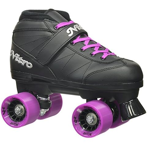 Epic Skates Super Nitro Purple Quad Speed Skates, Youth 3, Black/Purple Cover