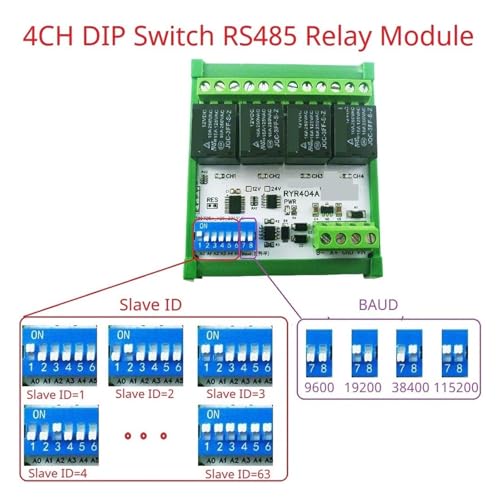 Module Relais RS485 Modbus RTU 4 canaux 12V avec carte UART - 3