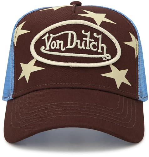 Image of Von Dutch Womens and Mens Trucker Hat - Mesh Back Curved Brim Americana Hats for Men and Women with Snap Back Closure