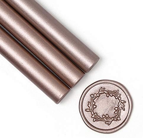 UNIQOOO Mailable Glue Gun Sealing Wax Sticks for Wax Seal Stamp, Metallic Champagne Gold