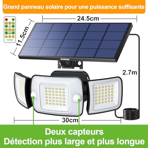 intelamp 4 Modes Lampe Solaire Exterieur avec Télécommande – vue 3