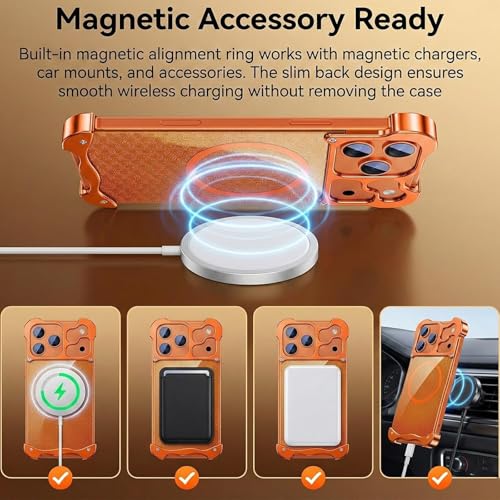 Coque iPhone 17 Pro Max fibre d'aramide 600D orange compatible MagSafe sans bord - 4