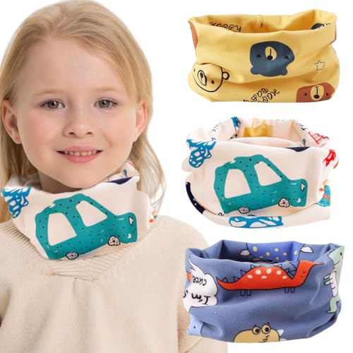 OIXEYA 3 Stück Schlauchschal Kinder, Halstuch Baby, Loop Schal Halstuch Jungen Mädchen, Baumwolle Schlauchschal, für Winter, Frühling, Herbst