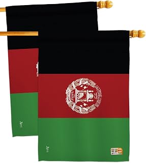 Afghanistan House Flags 2 pcs Pack Regional Nationality Nation International World Country Particular Area Small Decorative Gift Yard Banner Made In USA 28 X 40