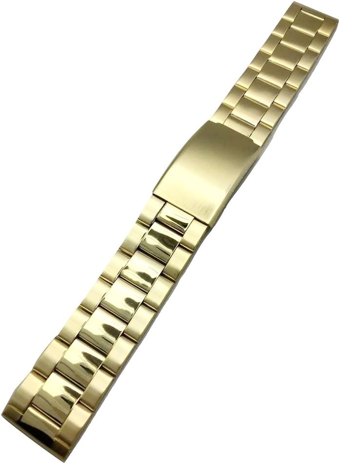 NewLife 20mm Metal Watch Band Men's Women's Gold-Tone Stainless Steel Strap Replacement Wrist Band Bracelet with Clasp that brings New Life to Any Watch