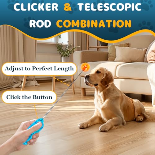 DuDuDog Dog Training Clicker for Training with Retractable Target Stick and Bright Ball, Clear Plastic Handle, Adjustable Length Trainer for Dogs, Puppies, Cats and Pets - Image 4