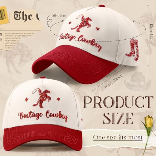 Image of JaGely Two Tone Western Cowboy /Cowgirl Trucker Hat for Women Men Gift Vintage Embroidered Country Baseball Cap