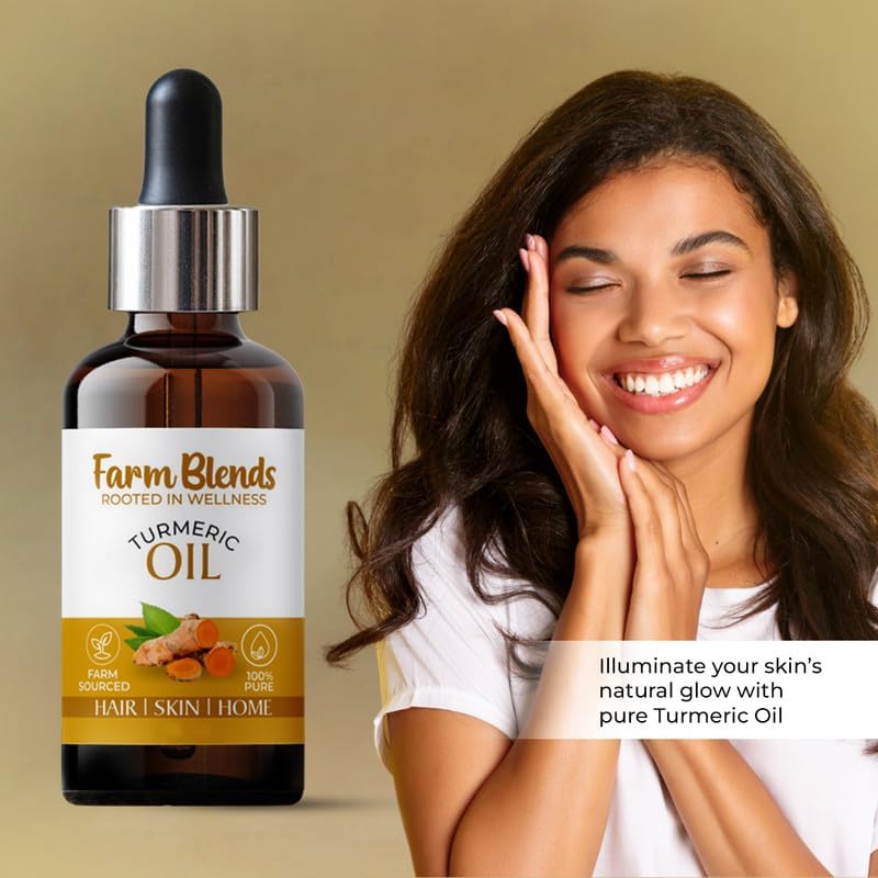 Image of Farm Blends Turmeric Essential Oil 100% Undiluted Pure | Marks, Strong Hair | Farm To Home | Natural | Corcuma longa|15ML + 15ML (Pack of 2)