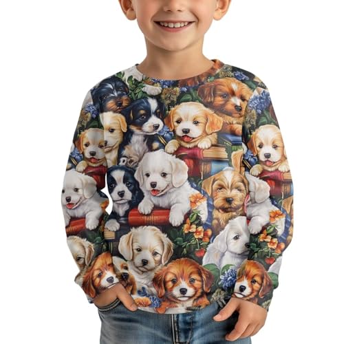 Image of WELLFLYHOM Long Sleeve T-Shirt for Boys Girls 3-16 Years Old Tee Tops Crewneck Pullover Shirts Fall Outfits
