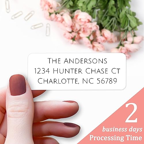 Personalized Return Address Labels Stickers - 150 Matte Custom Mailing Labels for Envelopes, Self Adhesive Flat Sheet Rectangle Personalized Name Stickers - Thumbnail 4