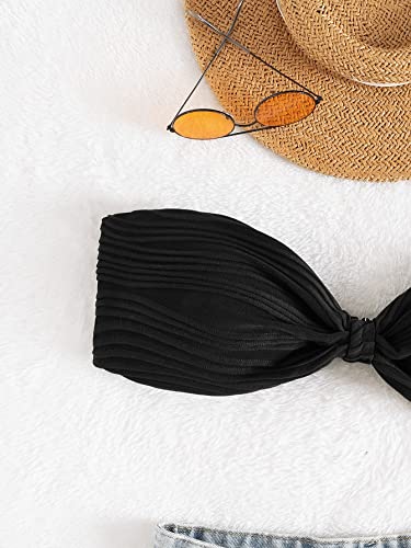 WDIRARA Women's Knot Strapless Backless Swimwear Sleeveless Tube Bikini Top4