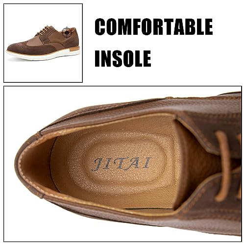 JITAI Men's Casual Oxford Dress Shoes Classic Modern Business Lace-up Wingtip Shoes3