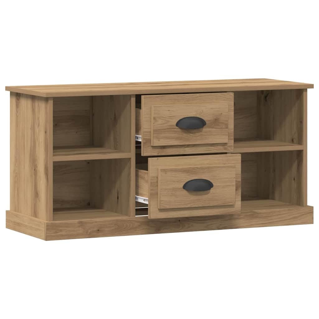 Elegante mueble de TV de madera con amplio espacio de almacenamiento, armario de TV con compartimentos abiertos y cajones, así como placa superior resistente para el hogar
