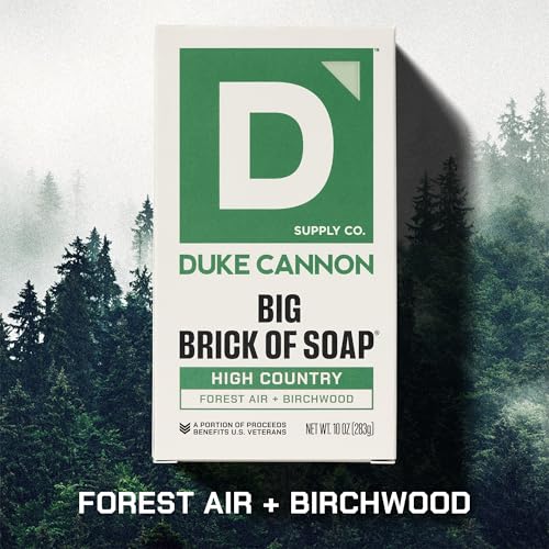 Image of Duke Cannon Big Brick of Soap - High Country | 10 oz. Triple Milled Bar Soap | Birchwood & Tonka Scent | Supports U.S. Veterans, 3 Pack