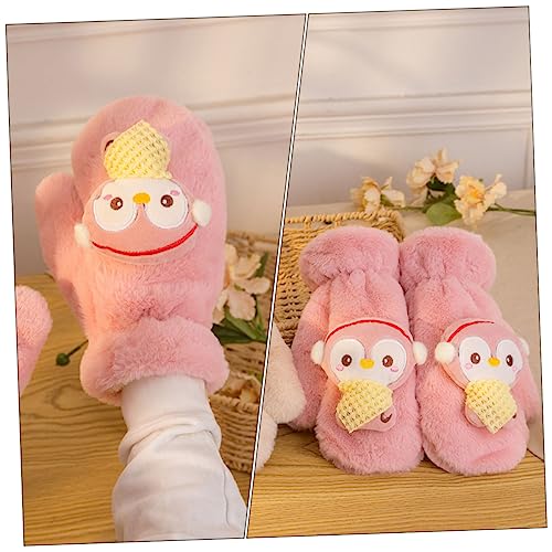 Homoyoyo 1pair Cartoon Penguin Plush Mitts Cute Warm Decorative Gloves for Boys and Girls and Adults for Cold Weather and Fun Style4
