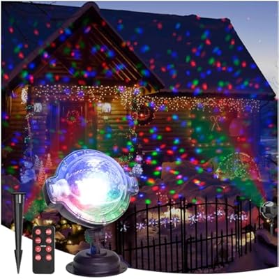 Vanthylit Christmas Projector Lights Outdoor Multi Function Rotating Falling Snow Projection for Xmas Moving Points Landscape Lights for Home Indoor Yard Garden Party with Not Include Battery