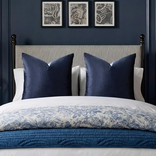 Image of GIGIZAZA Decorative Couch Throw Pillow Covers,Blue Square Pillow Cushion Covers 26x26,Pillow Cases Velvet Pillow Covers
