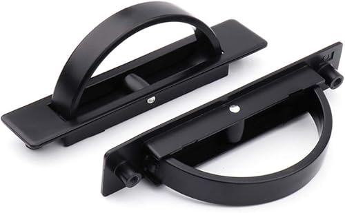 Miniatura 2 de Paquete de 1 manija empotrada para puerta de cajón oculta con tapa trasera de resina, color plateado.