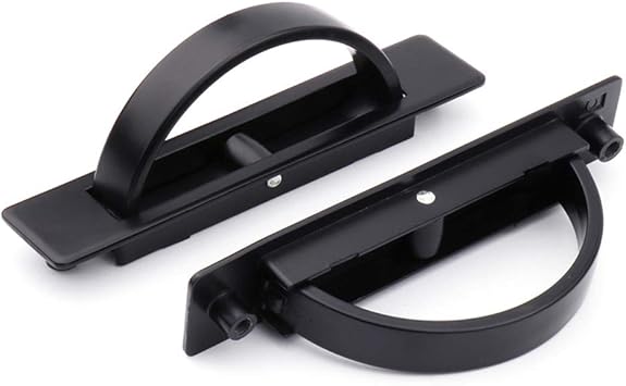 2 Pack Concealed Drawer Door Finger Insert Recessed Flush Pull Handle with Resin Back Cap, Black