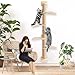 clinmday Cat Tree Tower, Floor to Ceiling Cat Tower, Wall-Mounted Cat Scratching Post, Wild Simulation Cat Wall Shelves, Suitable for Cats Climb, Scratch, Lookout and Play (76.77 Inches) 1 Set