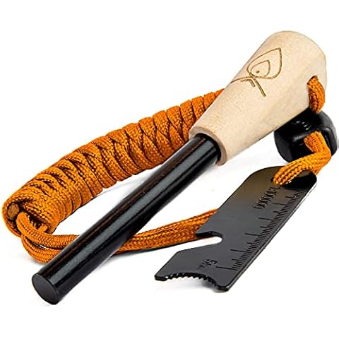 Texas Bushcraft Fire Starter - 3/8" Thick Ferro Rod with Striker and Paracord Wrist Lanyard – Waterproof Flint Fire Steel Survival Lighter for Your Camping, Hiking and Backpacking Gear Cover