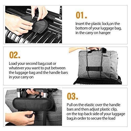 Image of Luggage Straps - Luggage Bungee Strap Add a Bag - Lightweight and Durable Elastic Strap for Extra Luggage Adjustable Belt Travel Accessories - Black (Black - 2 pack)