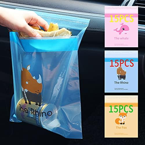 WERUGU 60PCS Easy StickOn Disposable Portable Car Trash Bag, Waterproof Leakproof