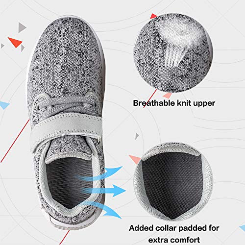 Toednnqi Boys Girls Sneakers Kids Lightweight Breathable Strap Athletic Running Shoes For Little Kids/Toddler Size 10 Light Grey #TOP2