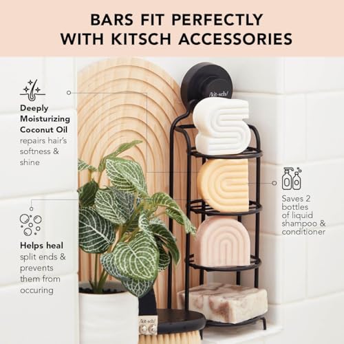 Image of Kitsch Tea Tree Shampoo & Coconut Oil Conditioner Bar - Shampoo and Conditioner Set - Clarifying Bar Soap for Greasy Hair & Deep Moisturizing - Paraben, Silicone & Sulfate Free - Made in USA - 2 Pack