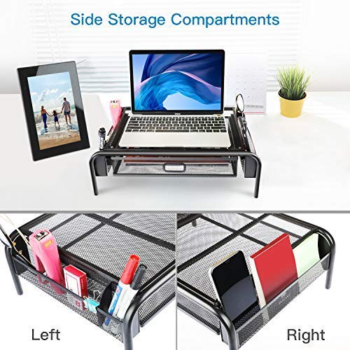 HUANUO Monitor Stand Riser, Mesh Metal Printer Stand Holder with Pull