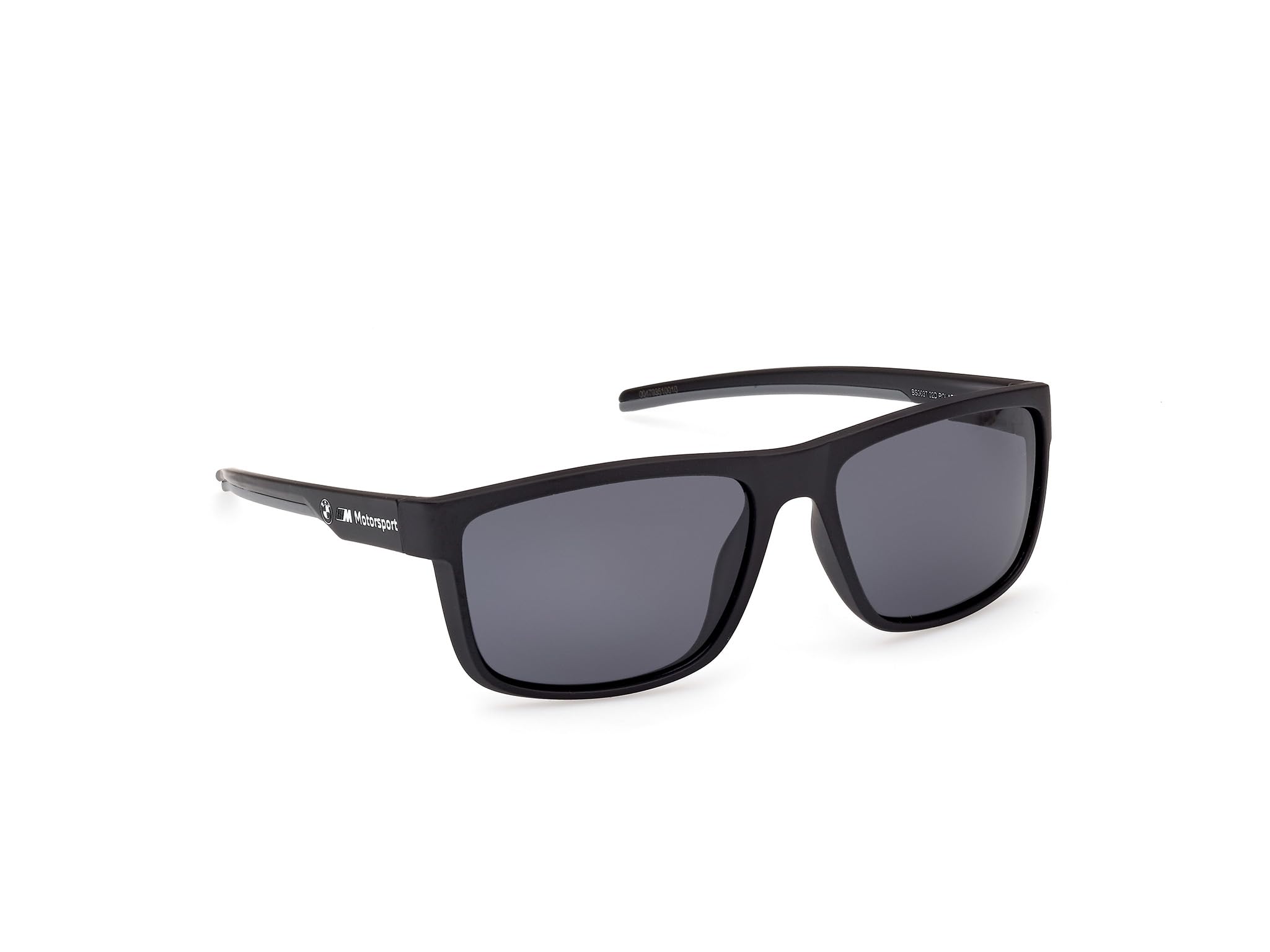 BMW MOTORSPORT Herren Bs0037 BMW M Motorsport BS0037 Herren-Sonnenbrille, leichte Freizeit-Sonnenbrille, rechteckige Linsenform, polarisierte Rauchgläser, mattschwarz (1er Pack)