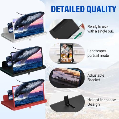 Image of Mobile Phone Magnifier Screen, 2026 New 3D HD Magnifying Projector Screen Enlarger for Movies, Videos and Gaming, Portable 3D Magnifying Screen for Elderly (White, 12 Inch)