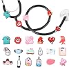 Cartoon Medical Elements Stethoscope Charms - 18Pcs Pediatric Stethoscopes Decor Personalized Accessories, Present for Nurses Veterinarian and Nursing Graduation