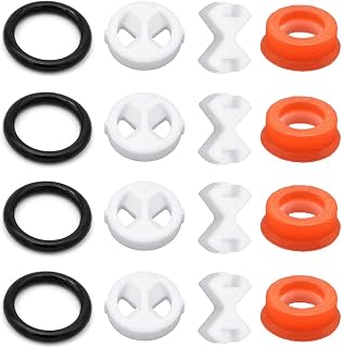 IYBQIU 16 Pcs Tap Valve Silicone Gasket Reversed Sealed Ceramic Disc and O Rings Gasket Replacement Valve Insert Repair Parts for Valve Tap, Black/ White/ Red