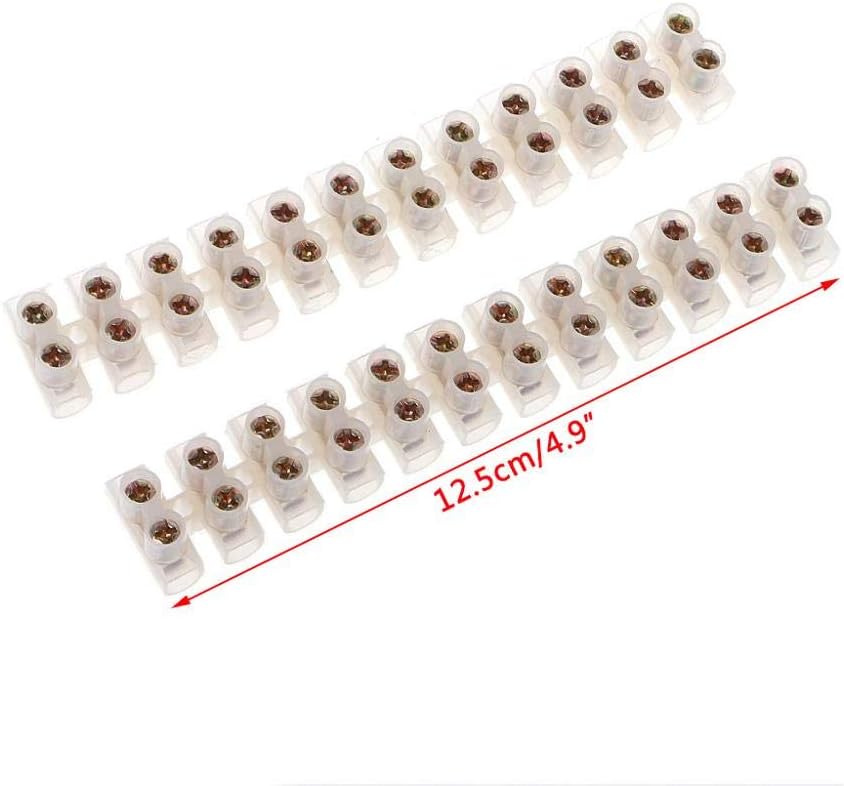 AntsStore 2 Pcs 380V 20A 30A Dual Row 12 Positions Screw Terminal Electric Barrier Strip